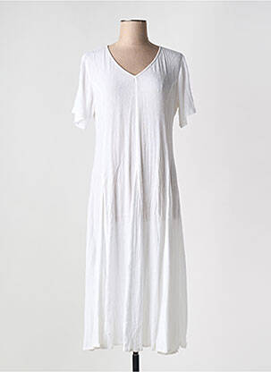 Rochie midi țesătură crep mâneci scurte alb ORIENTIQUE NATURALLY femeie