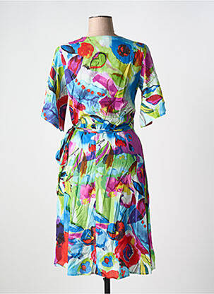 Rochie midi imprimeu floral mâneci scurte albastru ORIENTIQUE NATURALLY femeie
