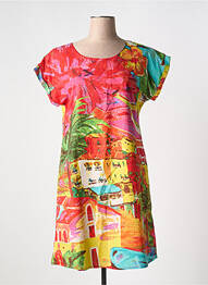 Rochie scurtă croială evazată mâneci scurte roșu ORIENTIQUE NATURALLY femeie
