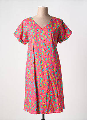 Rochie midi imprimeu fantezie mâneci scurte roșu ORIENTIQUE NATURALLY femeie