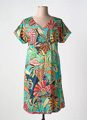 Rochie midi imprimeu fantezie mâneci scurte roșu ORIENTIQUE NATURALLY femeie