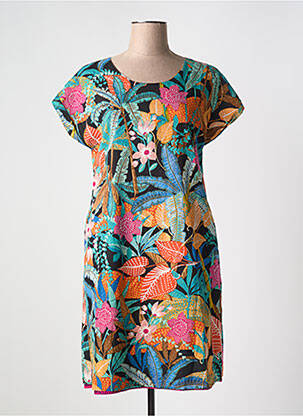 Rochie midi mâneci scurte mâneci scurte portocalie ORIENTIQUE NATURALLY femeie