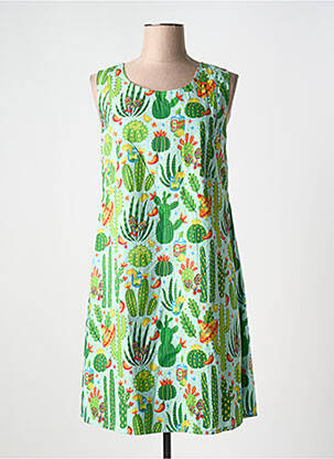 Rochie midi imprimeu fantezie fără mâneci verde ORIENTIQUE NATURALLY femeie