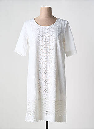 Rochie midi mâneci scurte mâneci scurte alb ORIENTIQUE NATURALLY femeie