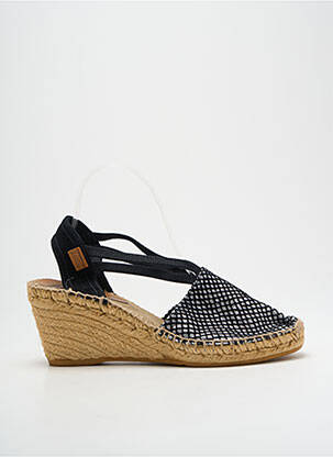 Espadrile țesătură satinată toc de 7 la 9 cm negru MONTANE femeie