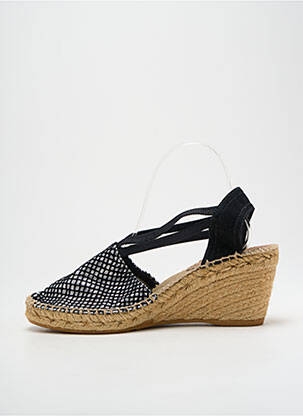 Espadrile țesătură satinată toc de 7 la 9 cm negru MONTANE femeie