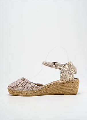 Espadrile țesătură satinată toc de 4 la 6 cm bej MONTANE femeie