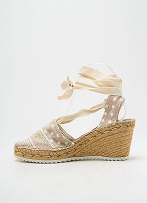 Espadrile închidere cu șireturi toc de 7 la 9 cm bej MONTANE femeie