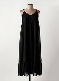 Rochie lungă țesătură crep bretele subțiri negru I.CODE (By IKKS) femeie