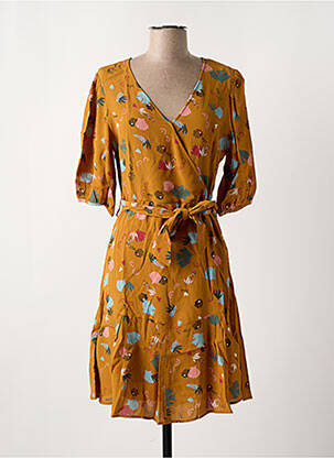 Rochie scurtă croială fluidă mâneci 3/4 galben I.CODE (By IKKS) femeie