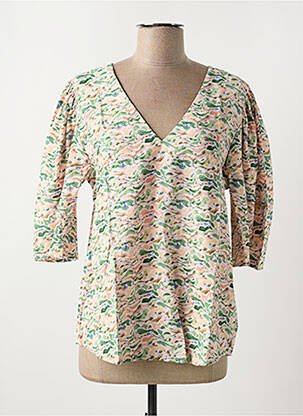 Bluză țesătură poplin mâneci 3/4 verde SCOTCH & SODA femeie