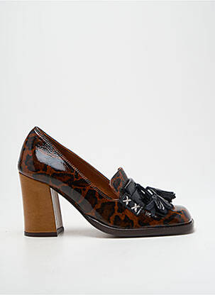 Mocasini material neted toc de 7 la 9 cm maro CHIE MIHARA femeie