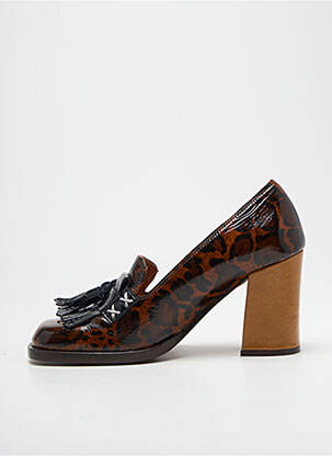 Mocasini material neted toc de 7 la 9 cm maro CHIE MIHARA femeie