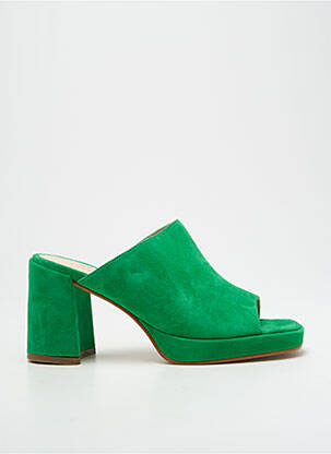 Mulete/saboți nubuc toc de 7 la 9 cm verde ROSEMETAL femeie
