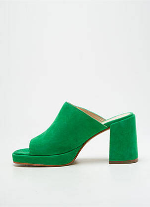 Mulete/saboți nubuc toc de 7 la 9 cm verde ROSEMETAL femeie