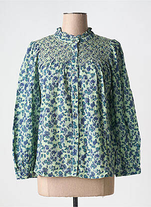 Cămașă țesătură crep mâneci lungi verde INDI & COLD femeie