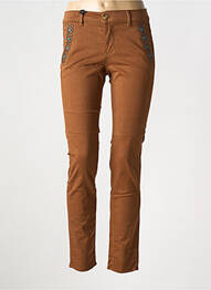 Pantalon slim broderie cu nituri mărime normală maro HAPPY femme