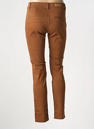 Pantalon slim țesătură poplin mărime normală maro HAPPY femeie