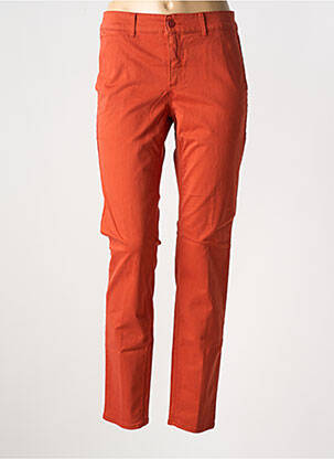 Pantalon chino țesătură poplin mărime normală portocalie HAPPY femeie