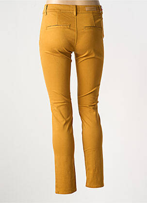 Pantalon chino țesătură poplin mărime normală galben HAPPY femeie