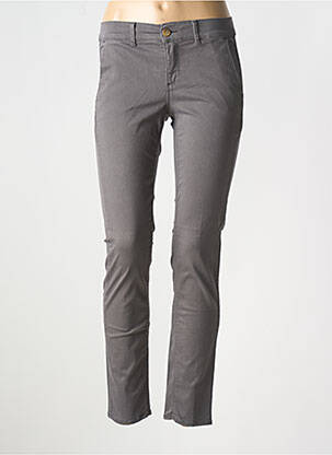 Pantalon chino țesătură poplin mărime normală gri HAPPY femeie