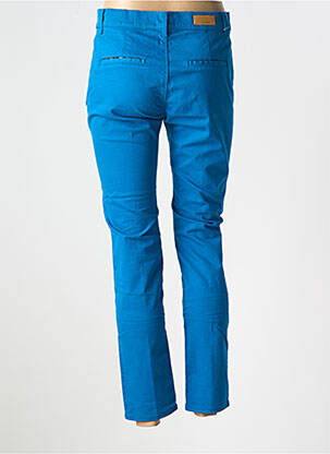 Pantalon chino țesătură poplin mărime normală albastru HAPPY femeie