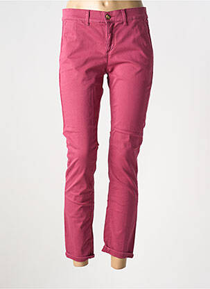 Pantalon chino țesătură poplin mărime normală violet HAPPY femeie