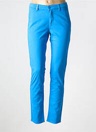 Pantalon chino țesătură poplin mărime normală albastru HAPPY femeie