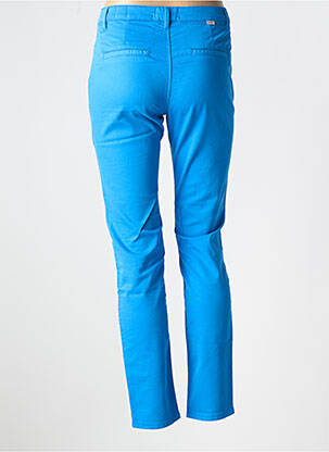 Pantalon chino țesătură poplin mărime normală albastru HAPPY femeie