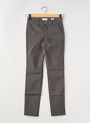 Pantalon chino țesătură poplin mărime normală gri HAPPY femeie