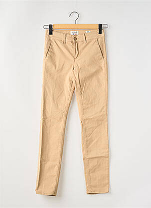 Pantalon chino țesătură poplin mărime normală bej HAPPY femeie