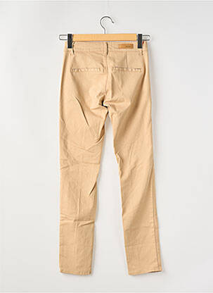 Pantalon chino țesătură poplin mărime normală bej HAPPY femeie