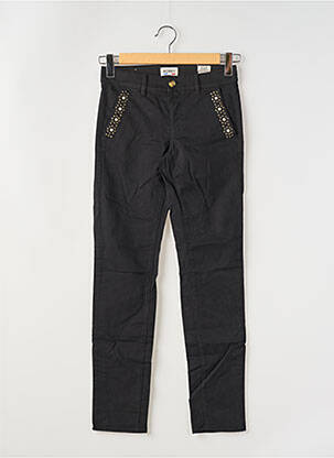 Pantalon slim țesătură poplin mărime normală negru HAPPY femeie