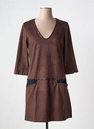 Rochie midi mâneci 3/4 mâneci 3/4 maro CAPTAIN TORTUE femme