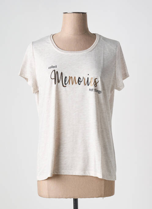 Tricou croială dreaptă mâneci scurte bej CAPTAIN TORTUE femme