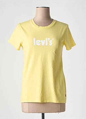 Tricou serigrafie flockată mâneci scurte galben LEVI'S femeie
