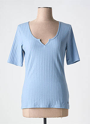 Tricou guler în v mâneci scurte albastru GARCIA femeie