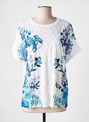 Tricou croială dreaptă mâneci scurte alb DESIGUAL femeie