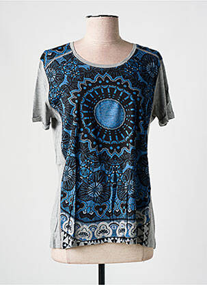 Tricou imprimeu fantezie mâneci scurte gri DESIGUAL femeie
