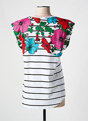 Tricou croială cambrată mâneci scurte alb DESIGUAL femeie