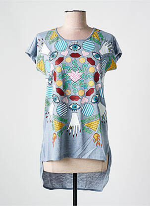 Tunică mâneci scurte gri DESIGUAL femeie