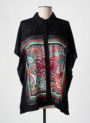 Cămașă țesătură crep mâneci scurte negru DESIGUAL femeie