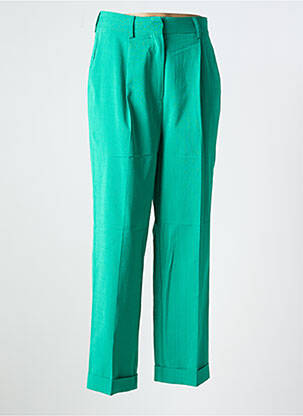 Pantalon drept închidere cu fermoar sub clapetă cu cârlig verde MORGAN femeie