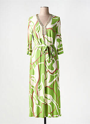 Rochie lungă imprimeu fantezie mâneci 3/4 verde ESQUALO femeie