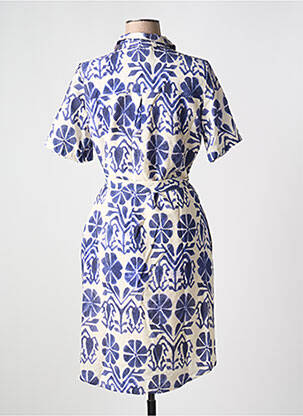 Rochie midi imprimeu fantezie mâneci scurte albastru SIGNE NATURE femeie