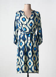 Rochie midi imprimeu fantezie mâneci lungi albastru SIGNE NATURE femme