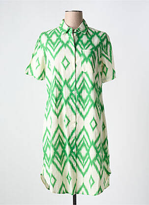Rochie midi imprimeu fantezie mâneci scurte verde SIGNE NATURE femeie