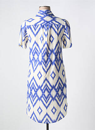 Rochie midi imprimeu fantezie mâneci scurte albastru SIGNE NATURE femeie