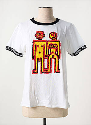 Tricou serigrafie mâneci scurte alb DESIGUAL femeie