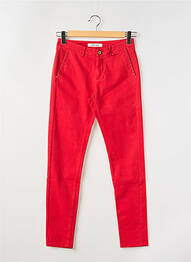 Pantalon chino țesătură poplin mărime normală roșu I.CODE (By IKKS) femme